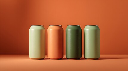 Colorful soda cans product photography mockup for beverage branding and design