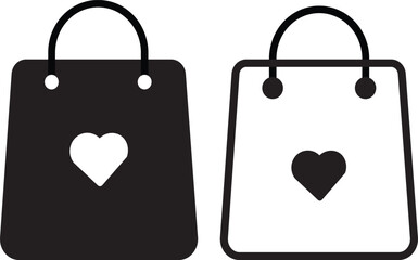 Shopping Bag Icon with Love Heart Symbol. shopping bag heart design,valentines day gifts, heart icon sign vector,
