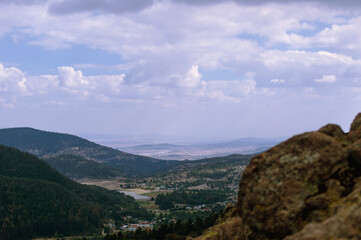 Distant mountain view with forested valleys Hidalgo Mexico