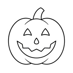 A cheerful jack o lantern face with a wide toothy grin perfect for halloween decorations and seasonal designs