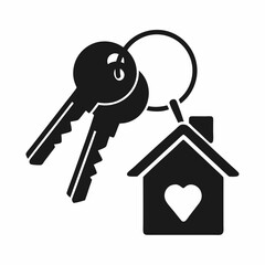 Modern Homeownership Logo vector with Heart and Keys.