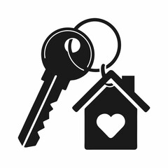 Modern Homeownership Logo vector with Heart and Keys.