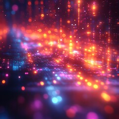 Fototapeta premium Abstract futuristic digital design representing network data flow with vibrant colorful bokeh photo