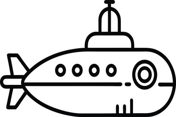 Outline icon of a submarine, vector line art