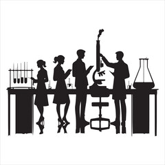 Minimalist  Students in a Laboratory Silhouette 