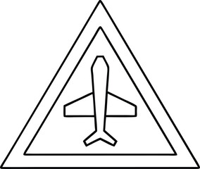 Road sign - Low-flying aircraft. Sign warning about air traffic over the road isolated