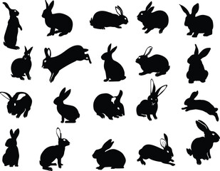 rabbit silhouettes vector