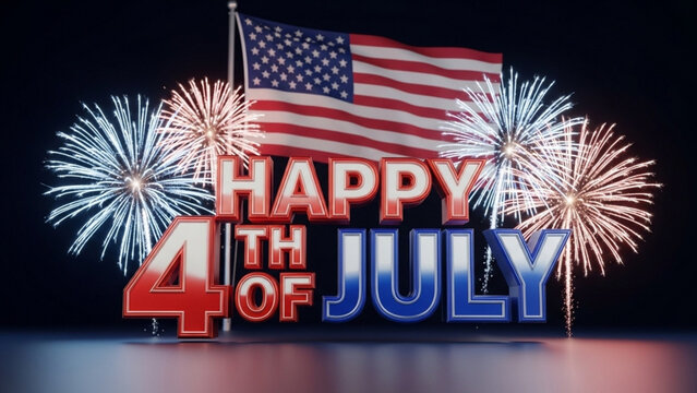 Happy 4th of July Fireworks, Flag, and Festive Celebration