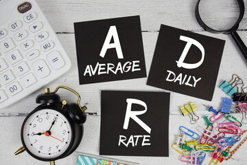 ADR Abbreviation of Average Daily Rate text phrase of business and financial concept