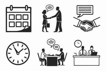 meeting icon set sihouette black vector bundle