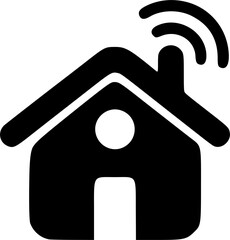 Modern smart home automation illustrated with a sleek black icon representing connectivity and technological innovation, silhouette