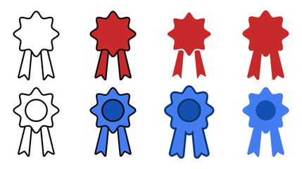 Rosette Award Ribbon Set Isolated On White