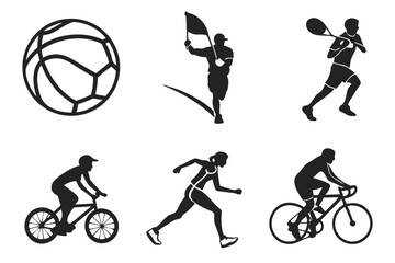 sports icon set sihouette black vector bundle