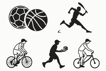 sports icon set sihouette black vector bundle