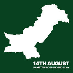 14 August Pakistan Independence Day Map Design - Patriotic Green and White 