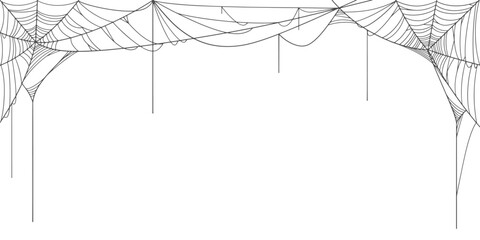 Halloween Cobweb frame border, spider web Vector Isolated on Transparent Background. Vector eps