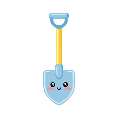 Cute light blue beach shovel with happy face illustration