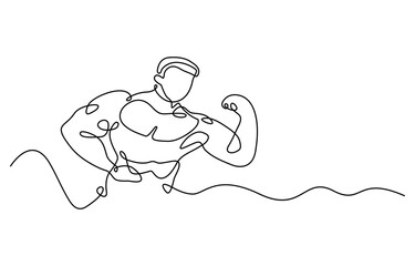 Arm shows bicep fist. Man's hand shows a fist on the biceps in line style. shows bicep continuous one line vector drawing. man bodybuilder pose charmingly vector illustration.