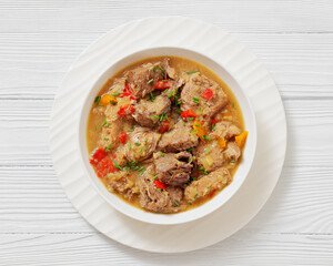 braised meat stew of beef and pork, top view