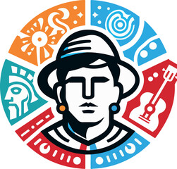 Latin people logo vector white background .