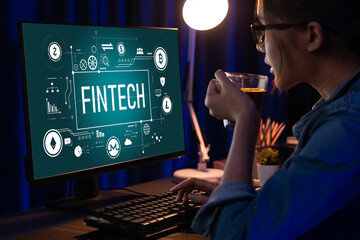Fintech financial technology software for brisk business to analyze marketing strategy