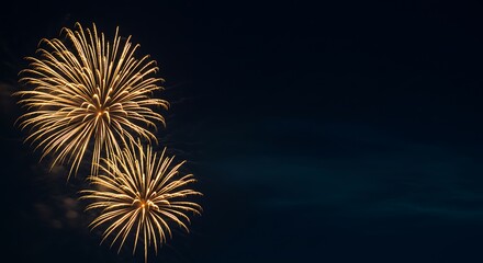 Fototapeta premium Golden Fireworks Illuminating a Dark Night Sky Captivating Celebration Display