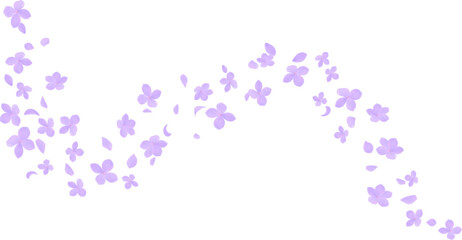Purple hydrangea and petal gently flying in air float seasonal design element decoration