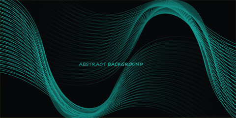 Dark abstract background with glowing wave. Shiny moving lines design element. Elegant dynamic wavy lines
