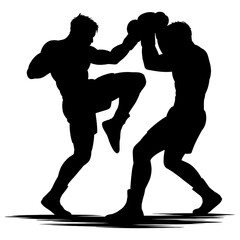 Silhouette of two fighters in action pose