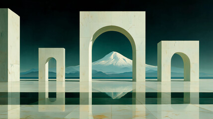 Fototapeta premium Marble Arches with Mountain View 