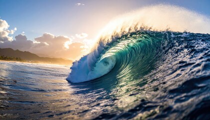 Stunning Ocean Wave at Sunset