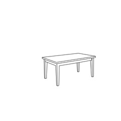 A basic, black and white line drawing of a rectangular dining table.
