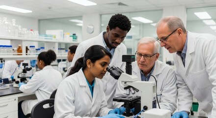 Scientists Collaborating in a Modern Laboratory Research and Development