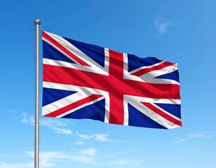 青空の背景にイギリスの国旗