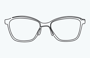 Fototapeta premium eyeglasses line art, sunglasses one line drawing, minimal linear icon, white background vector illustration 