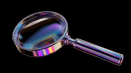 Magnifying Glass with Rainbow Reflection
