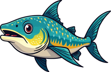 Fototapeta premium Cute cartoon a illustrator vector barracuda
