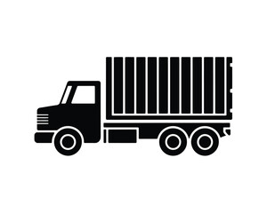 Fototapeta premium A simple black and white silhouette illustration of a delivery truck