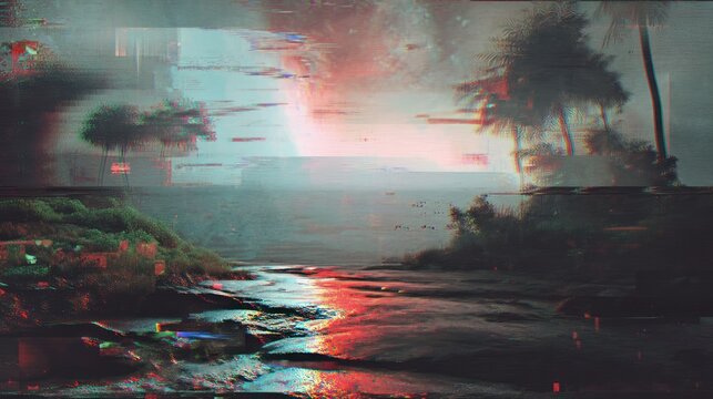 Design an intro template that combines VHS-style glitches with noise textures, suitable for music videos or nostalgic content