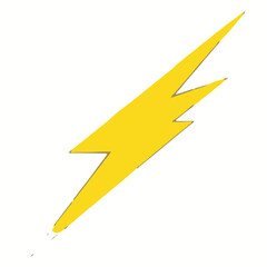 A simple, yellow lightning bolt icon with a subtle shadow, set against a white background.