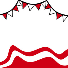 Element of indonesia independence day concept. Hand holding Red and white ribbon. Indonesian flags and ribbons waving proudly, celebrating indonesian independence 