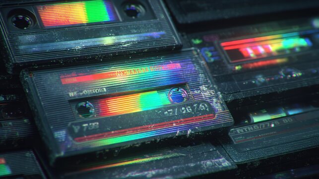 Develop a title screen reminiscent of old VHS tapes, featuring static noise, timecode overlays, and retro typography