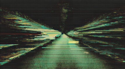 Develop a title template that uses analog static and VHS glitch backgrounds to evoke a sense of nostalgia