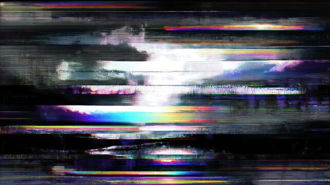Develop a title template that uses analog static and VHS glitch backgrounds to evoke a sense of nostalgia