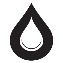 A black outline of a teardrop or water droplet shape with a white interior and a subtle curved line at the bottom.