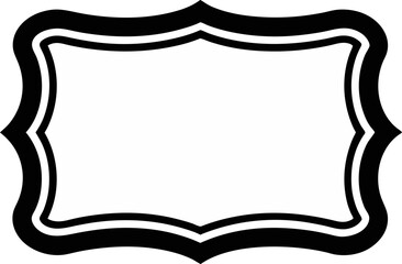 Curved Wavy Edge Rectangular Frame Silhouette Vector