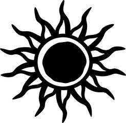Doodle Style Sun Silhouette Vector Illustration 