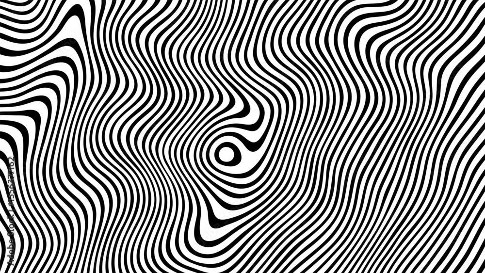Poster Trippy abstract distorted wave background. Psychedelic ripple texture design. Optical illusion art for banner or poster.