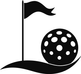 Golfball With Flag Hole Silhouette Vector Illustration