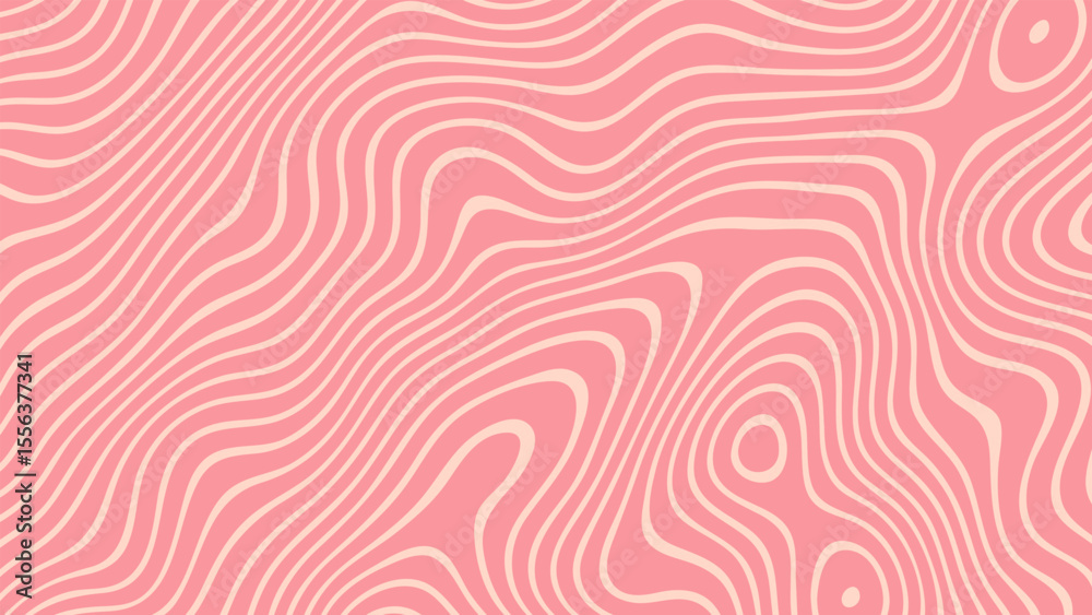 Aufkleber Groovy pink wavy lines abstract pattern. Psychedelic optical illusion design for wallpaper and textile print. Funky background.